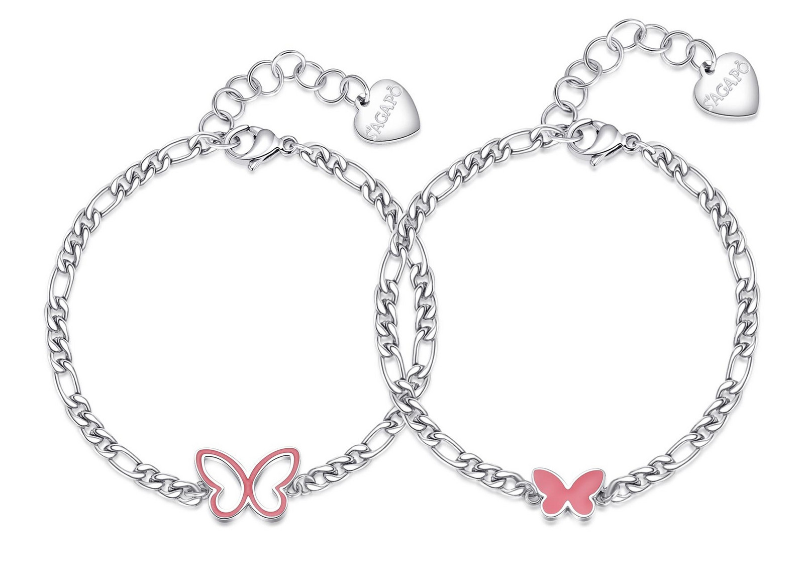 S'Agapõ Půvabný set ocelových náramků Motýlci Me + You SEY21