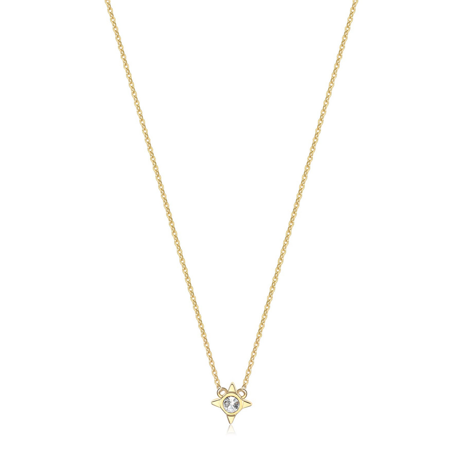 S'Agapõ Půvabný pozlacený náhrdelník Hvězda s krystalem Click SCK06