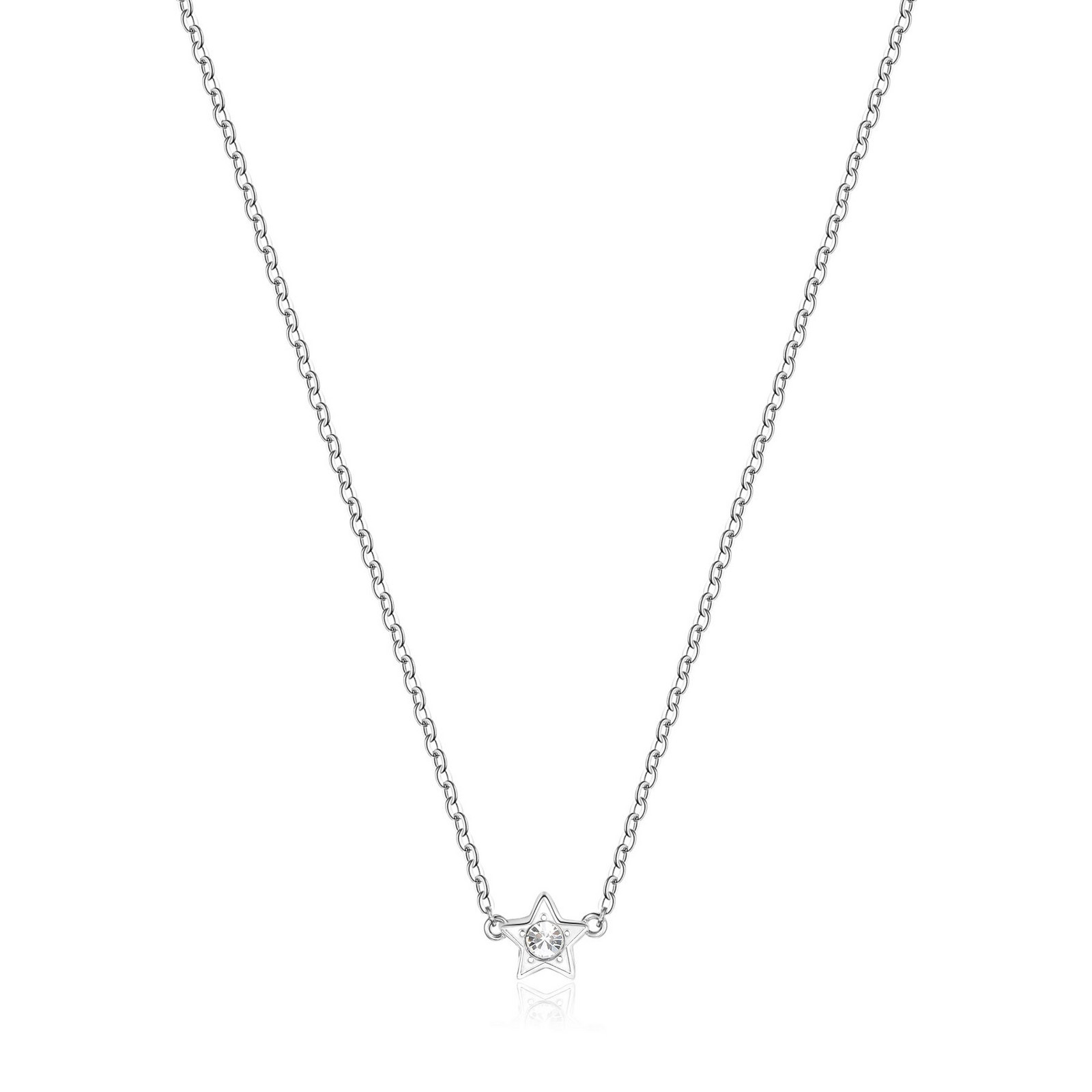 S'Agapõ Půvabný pozlacený náhrdelník Hvězdička s krystalem Click SCK05
