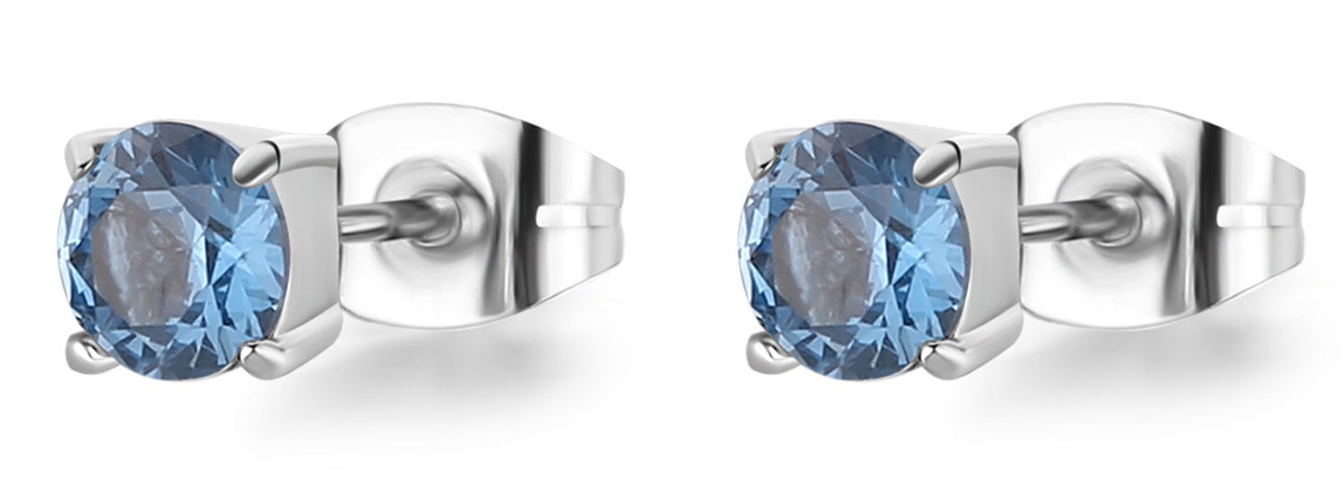 S'Agapõ Ocelové náušnice se světle modrým krystalem Dazzly SDZ51