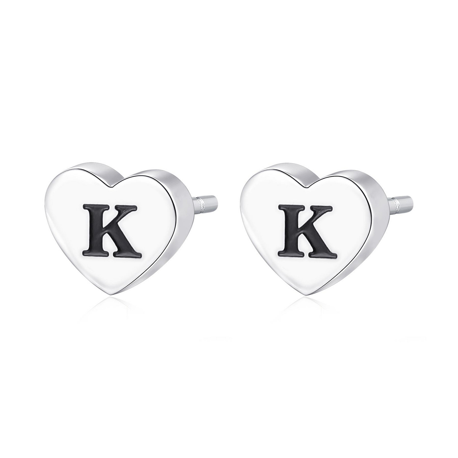 S'Agapõ Ocelové náušnice s písmenem K Click SCK104
