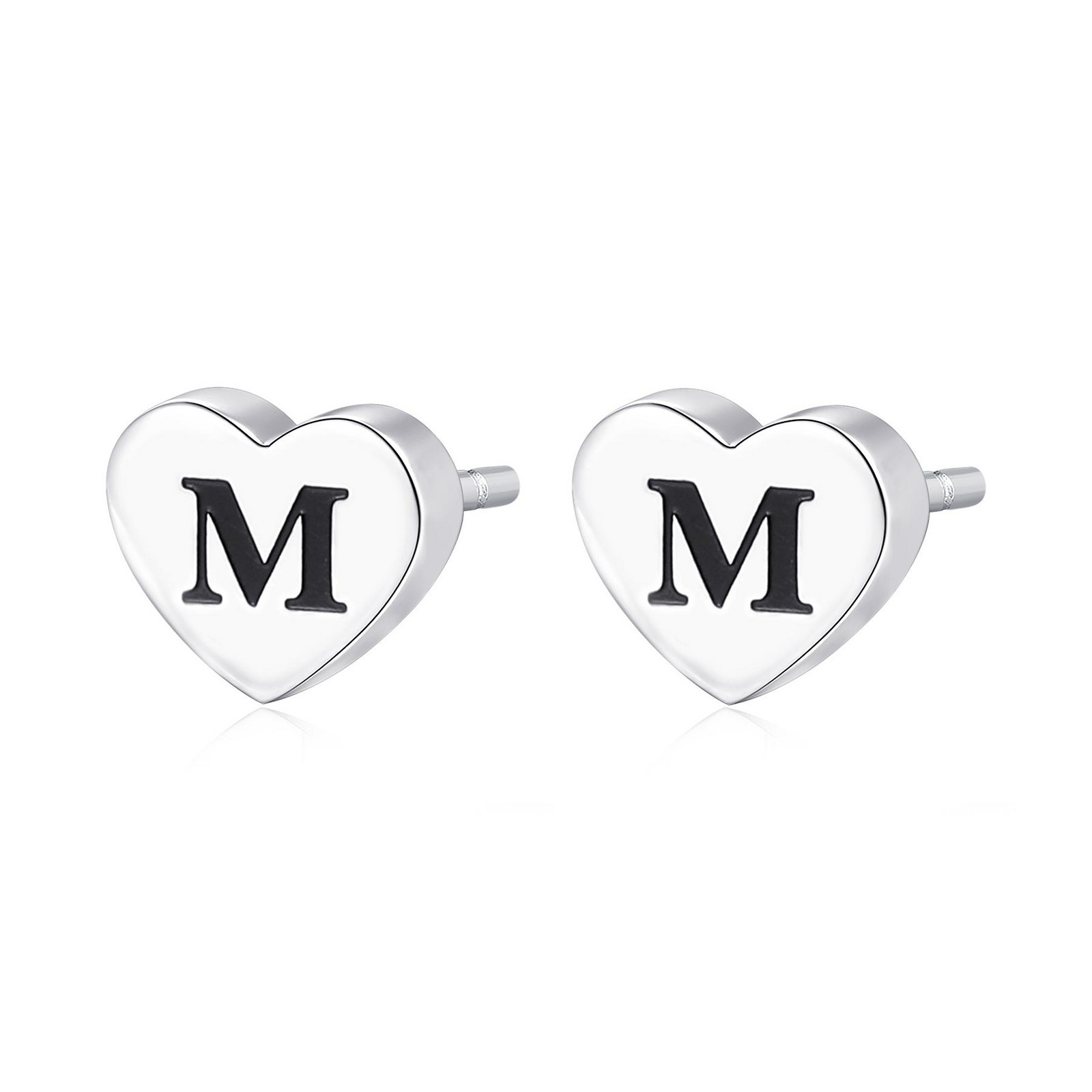 S'Agapõ Ocelové náušnice s písmenem M Click SCK106