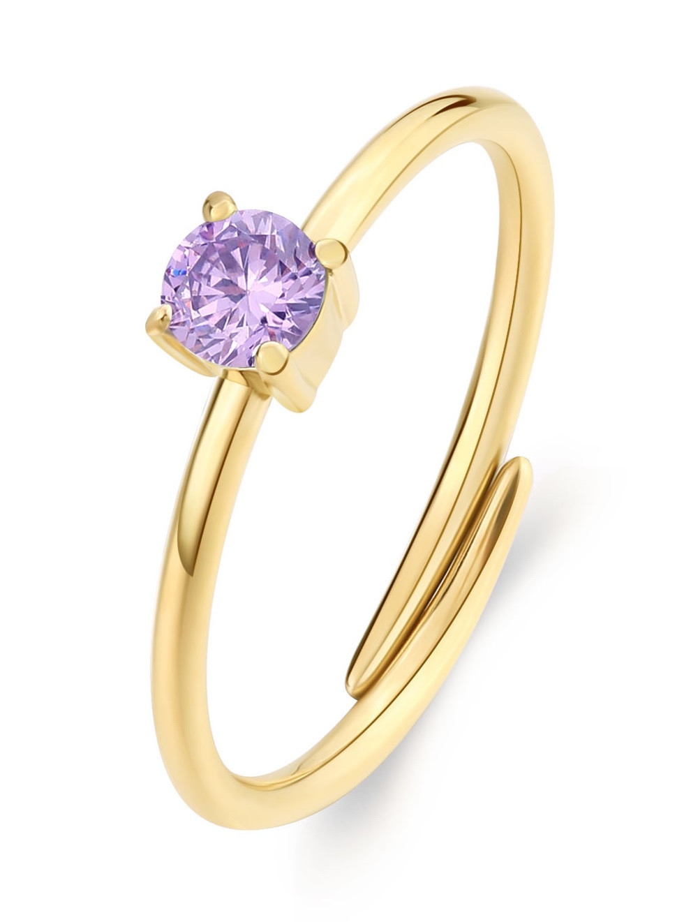 S'Agapõ Pozlacený prsten s fialovým kubickým zirkonem Dazzly SDZ40