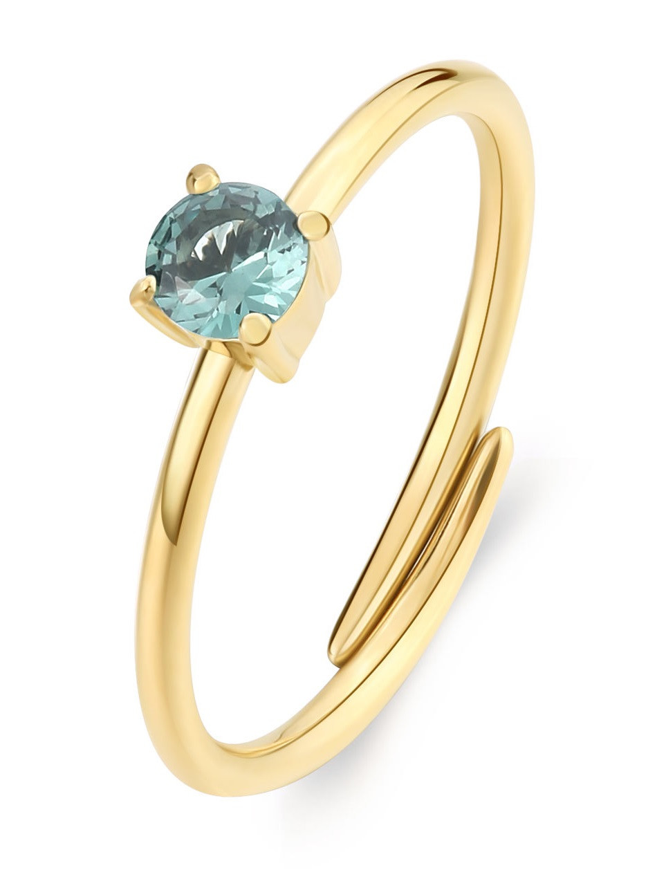 S'Agapõ Pozlacený prsten se zeleným kubickým zirkonem Dazzly SDZ39