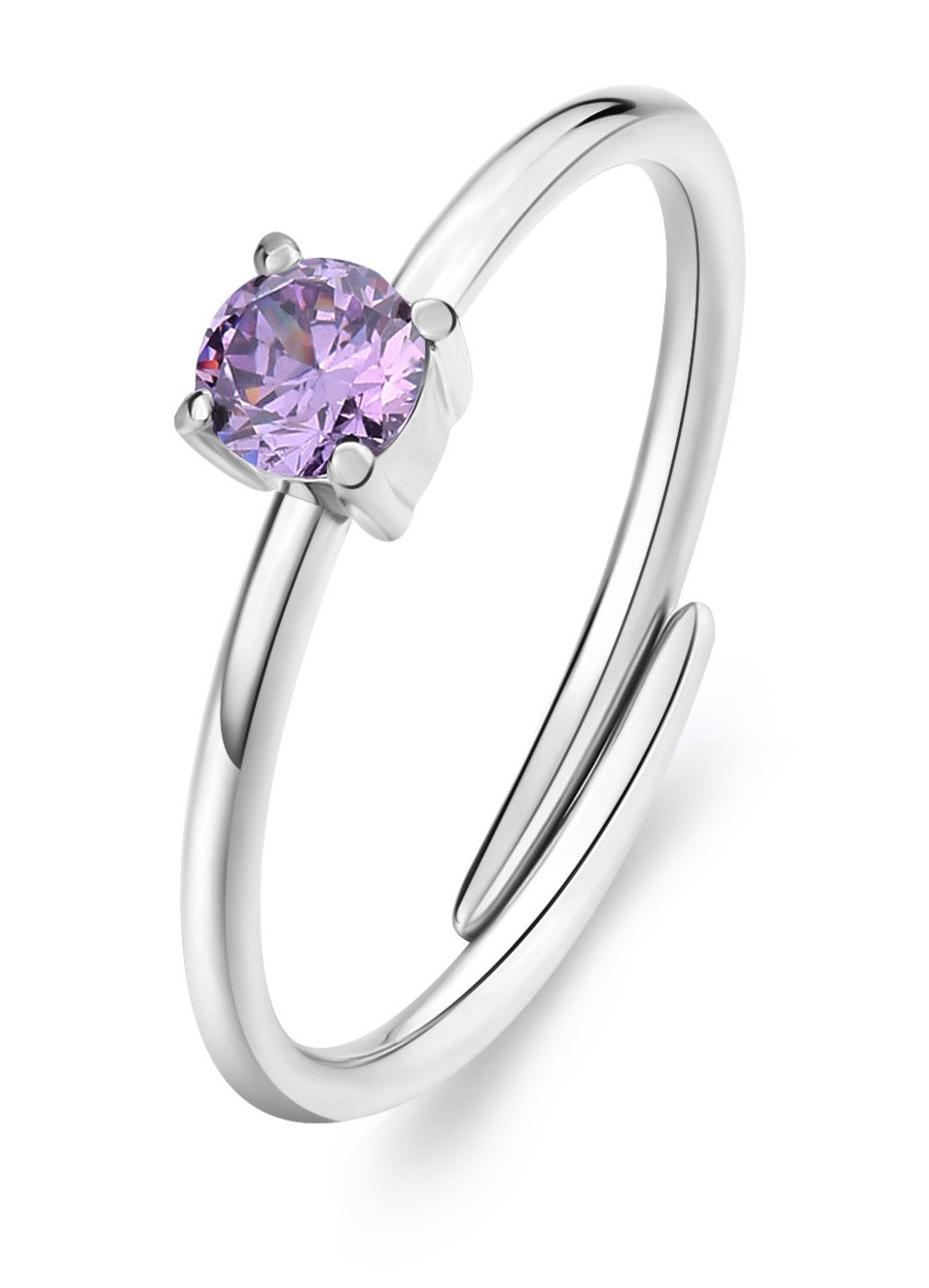 S'Agapõ Ocelový prsten s fialovým kubickým zirkonem Dazzly SDZ33