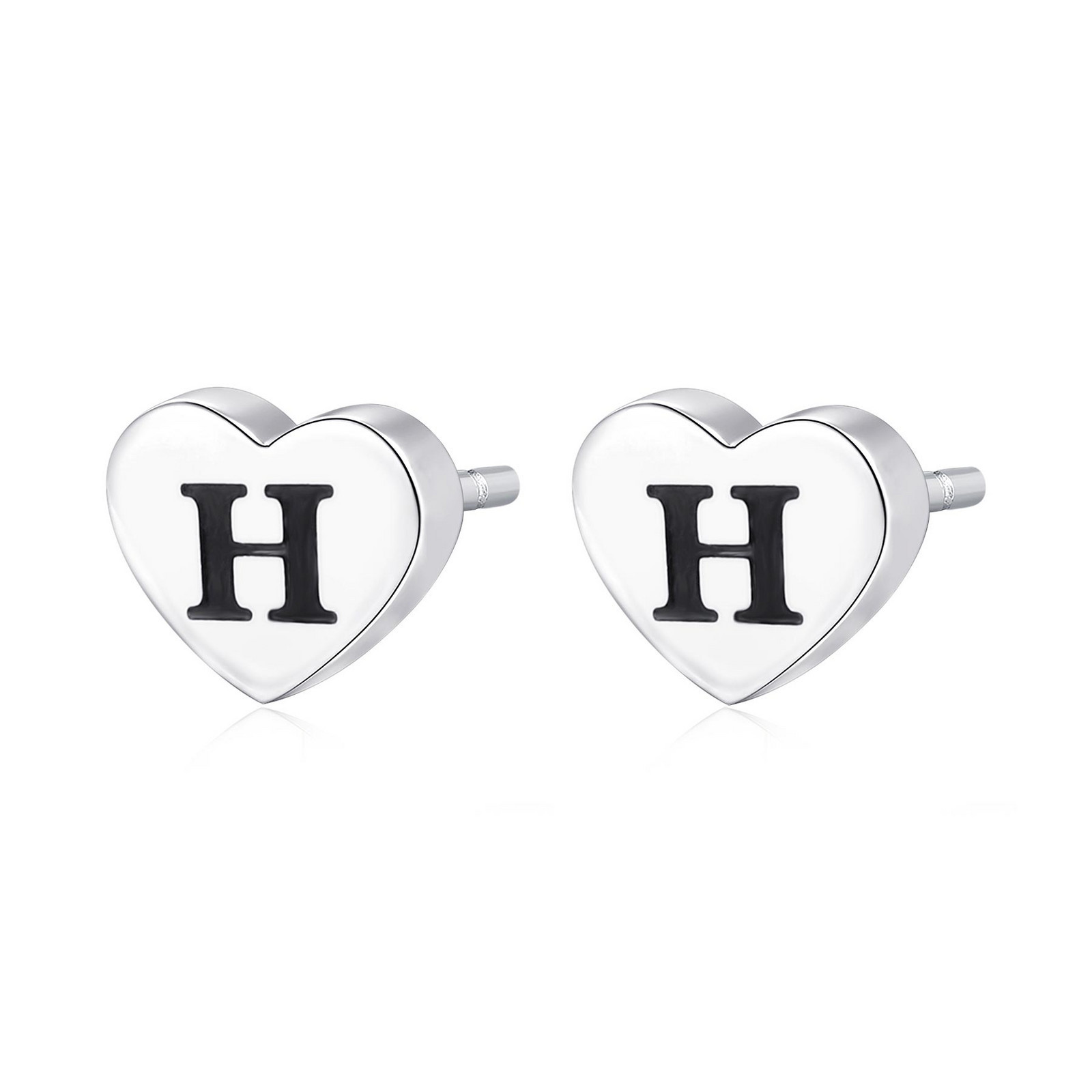 S'Agapõ Ocelové náušnice s písmenem H Click SCK101