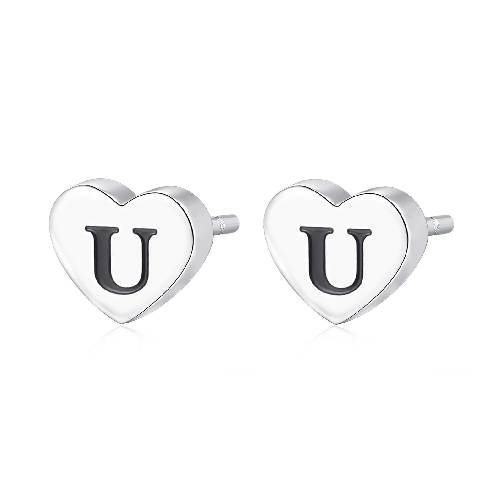 S'Agapõ Ocelové náušnice s písmenem U Click SCK113