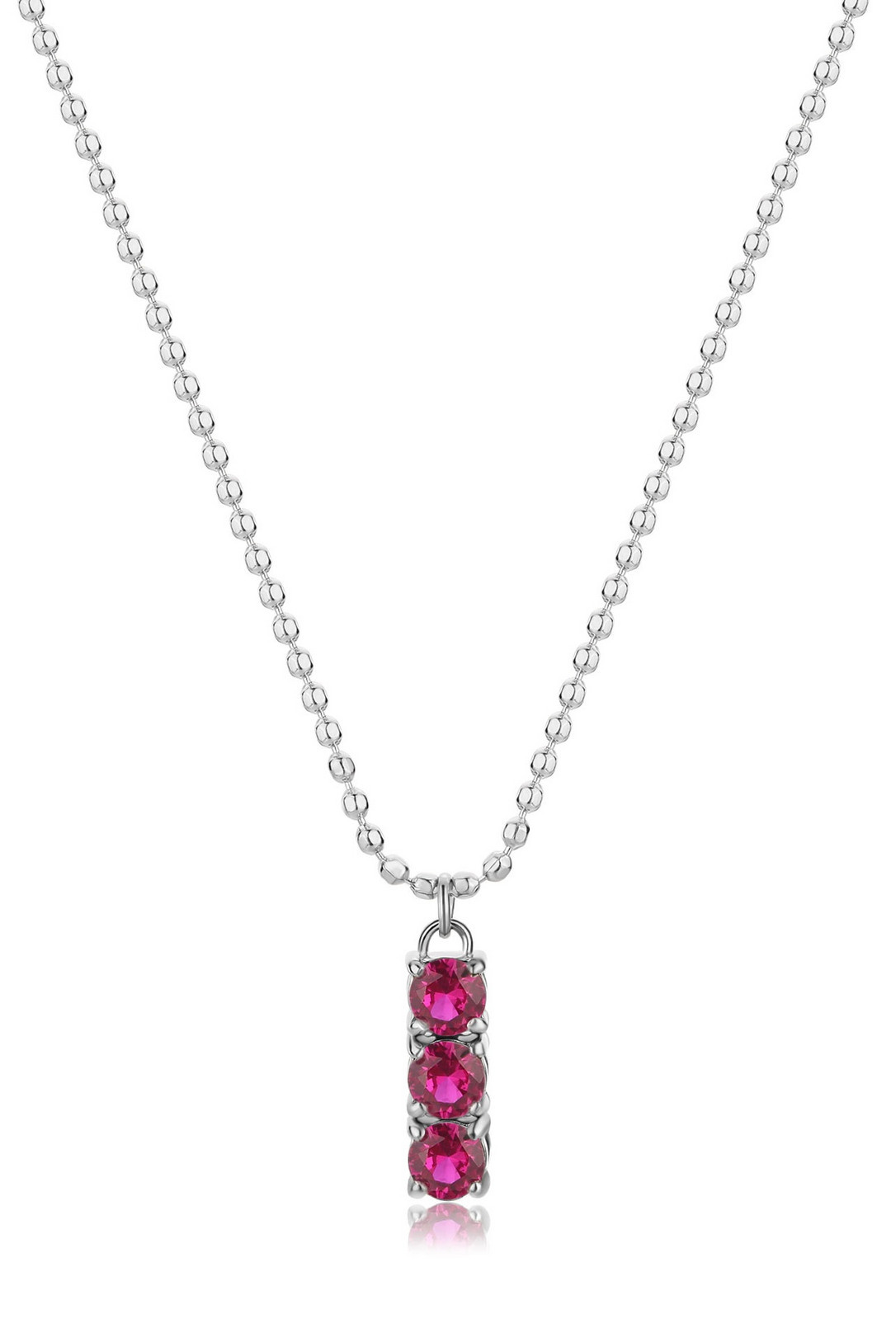 S'Agapõ Ocelový dámský náhrdelník s fuchsiovými zirkony Dazzly SDZ09