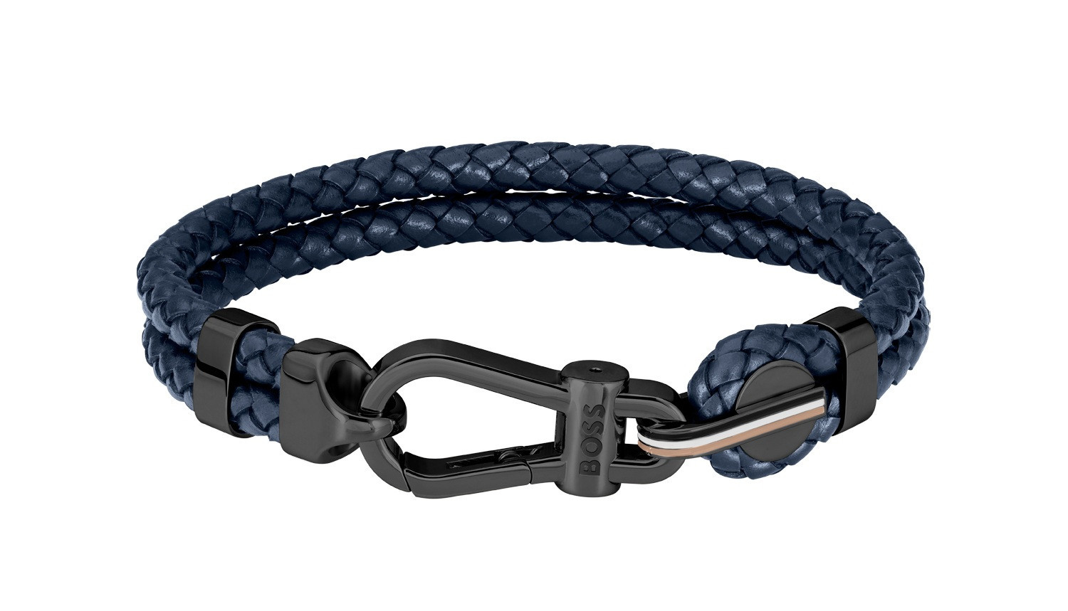 Hugo Boss Stylový dvojitý náramek z tmavě modré kůže 1580701 19 cm