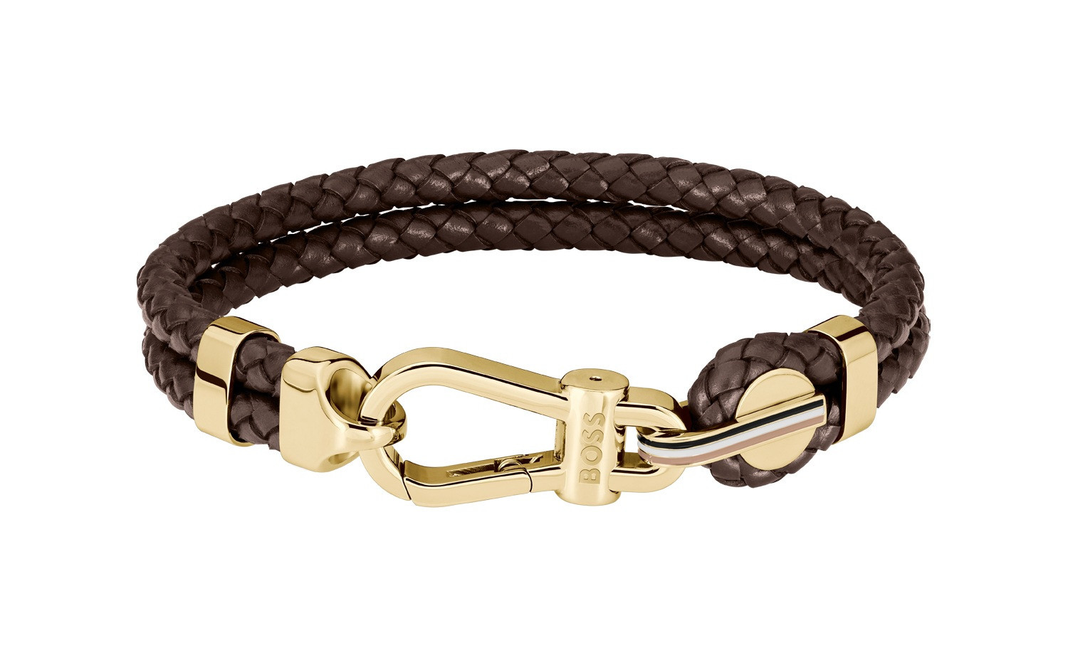 Hugo Boss Módní dvojitý náramek z hnědé kůže 1580700 19 cm