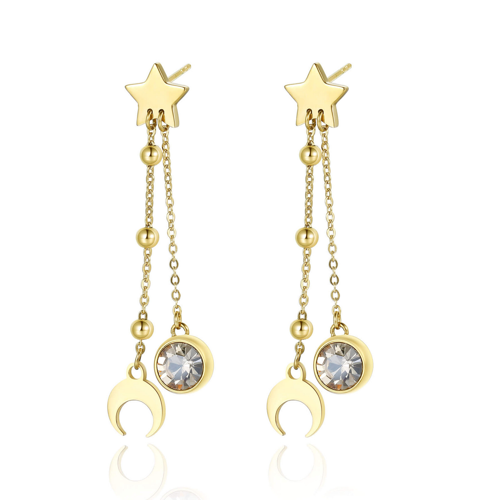 S'Agapõ Dlouhé pozlacené ocelové náušnice Aurora SAR18