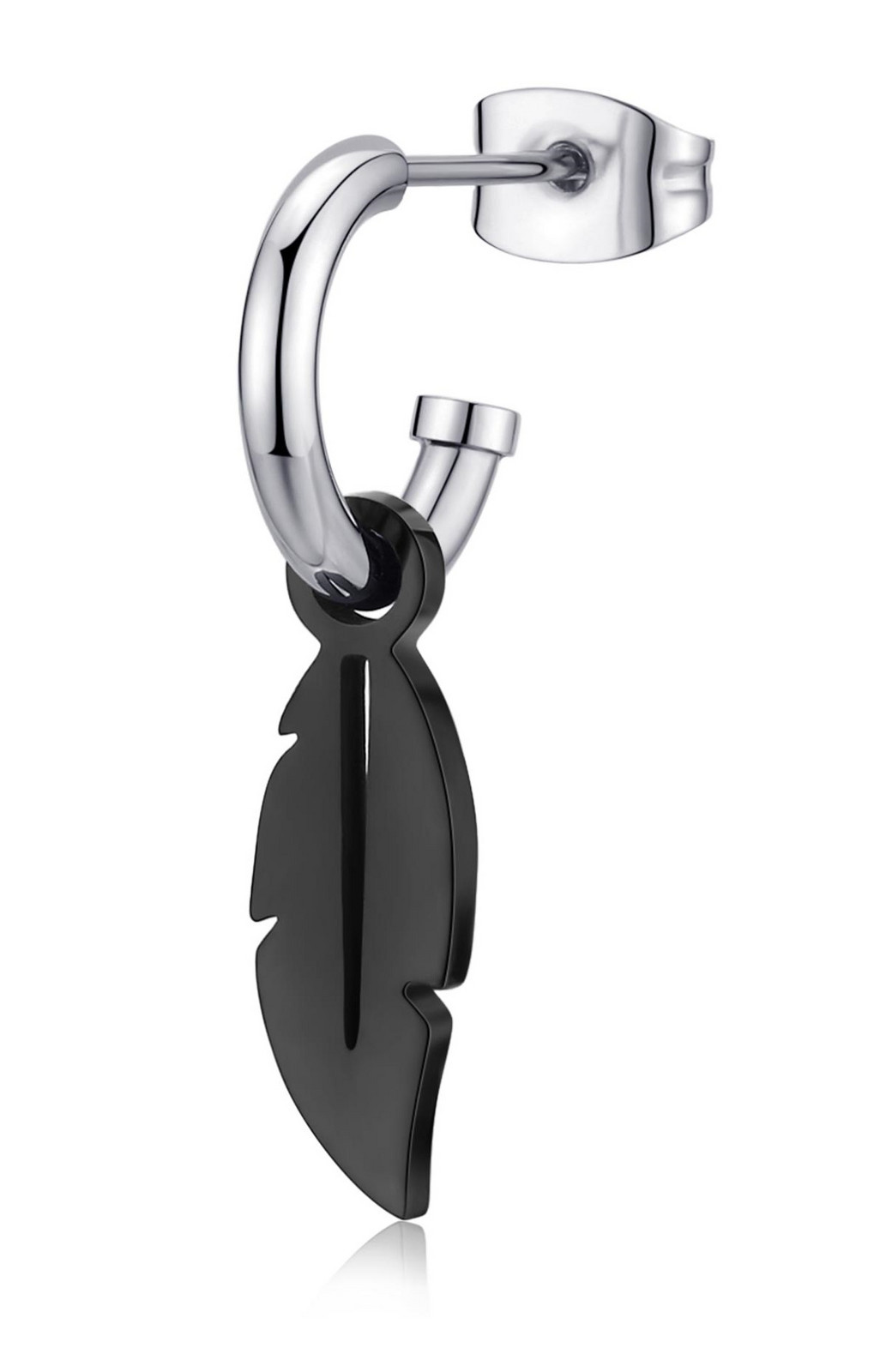 S'Agapõ Single ocelová náušnice s peříčkem 2v1 Snap SNP31