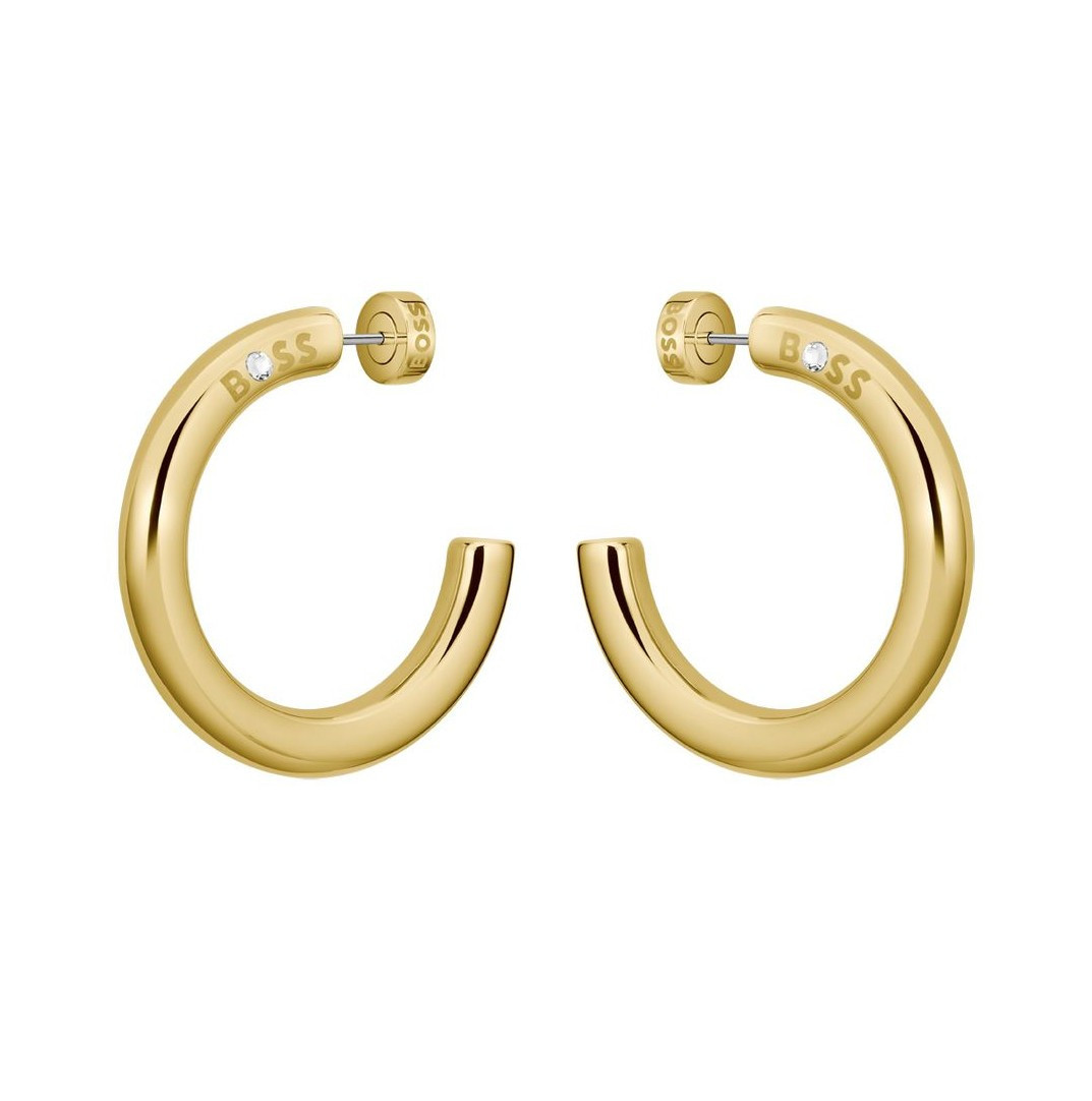 Hugo Boss Kruhové náušnice z pozlacené oceli Live Statement 1580738