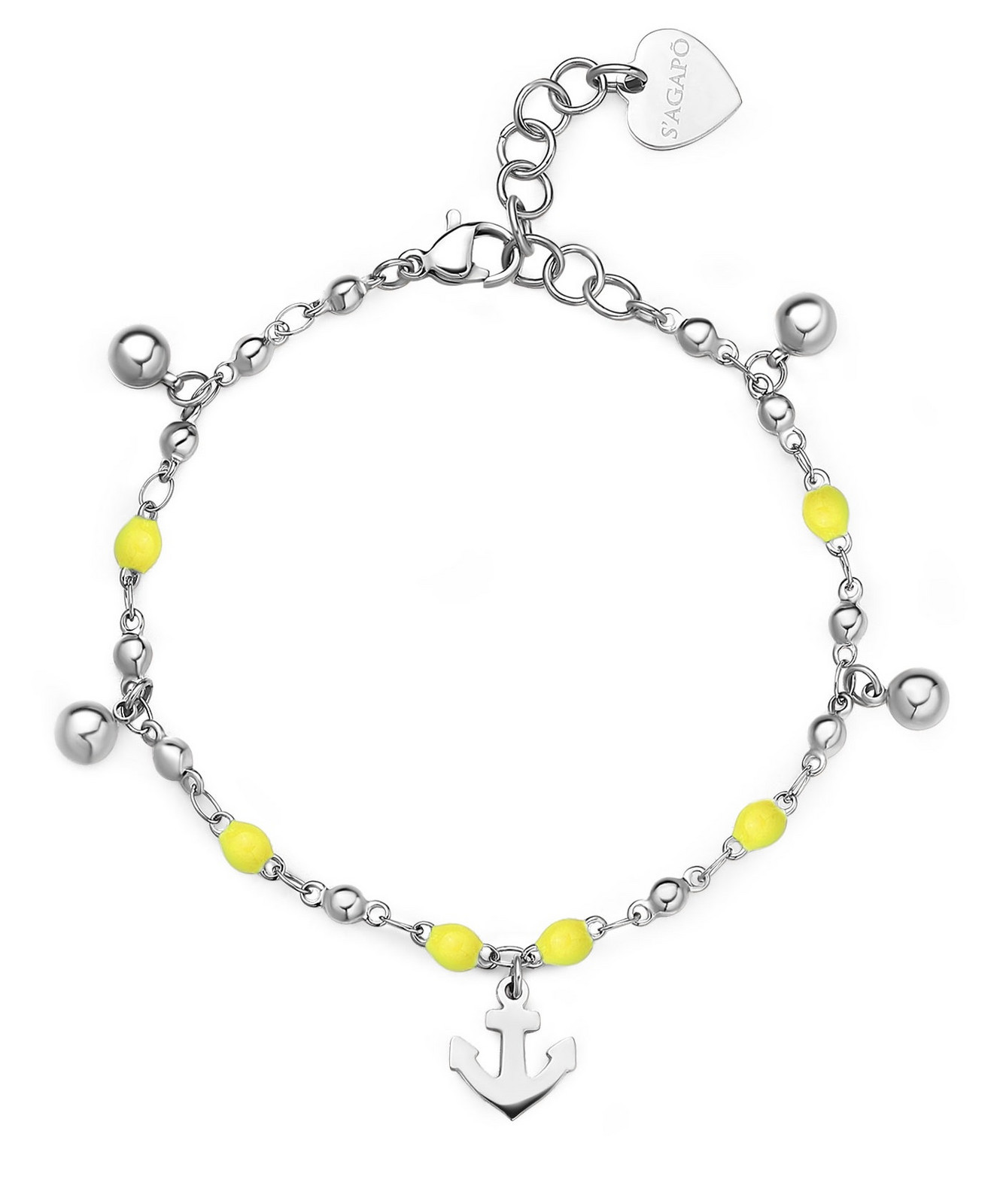 S'Agapõ Ocelový náramek se žlutým smaltem Kotva Vibes SVB58
