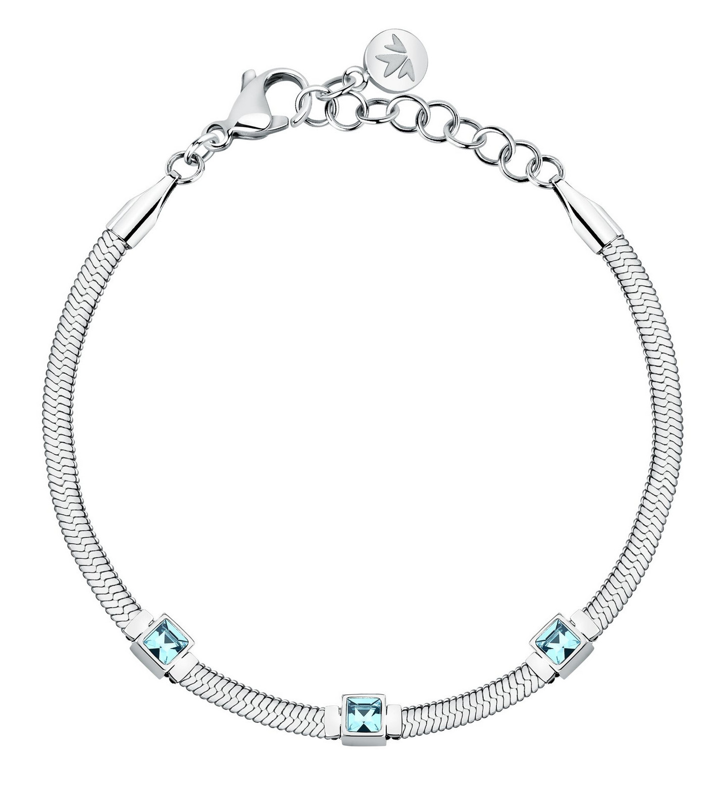 Morellato Ocelový náramek se světle modrými krystaly Hádek Gioia SAVY34