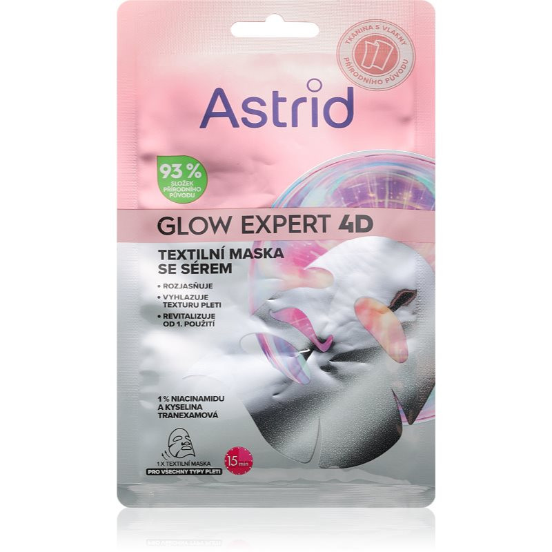 Astrid Glow Expert plátýnková maska pro rozjasnění a vyhlazení pleti 1 ks
