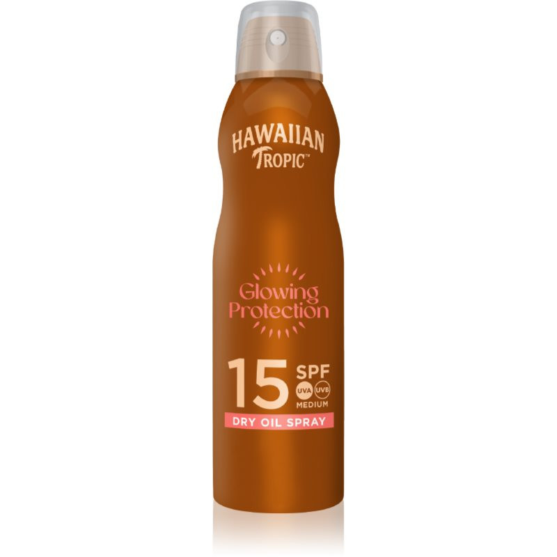 Hawaiian Tropic Glowing Protection Dry Oil Spray ochranný sprej na opalování SPF 15 177 ml