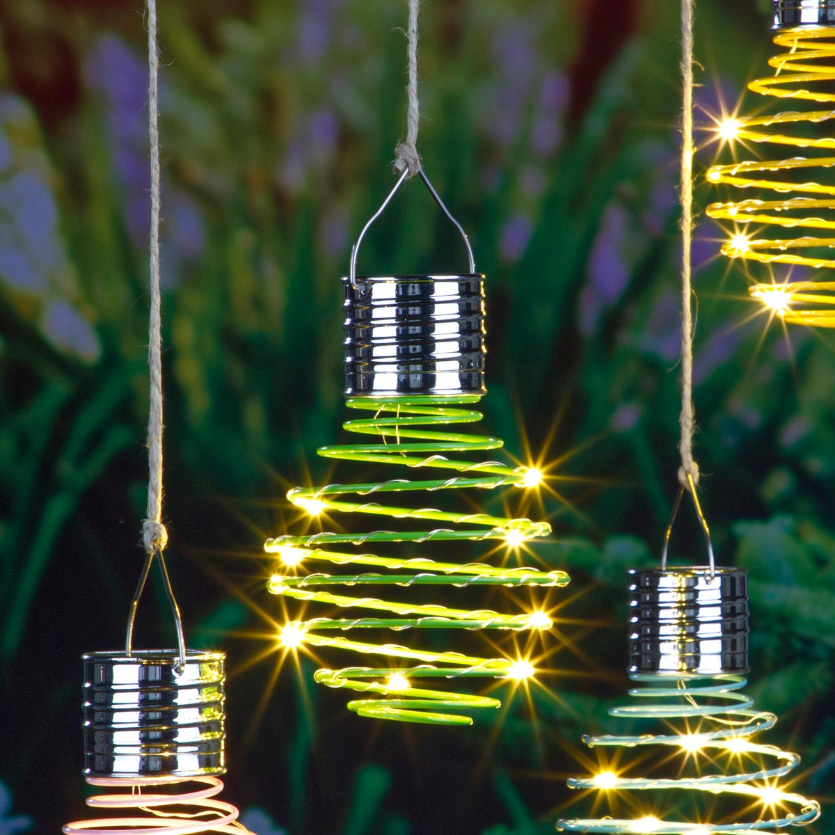 Haushalt international Solární závěsné světlo Spirála, Ø 9 cm, zelené