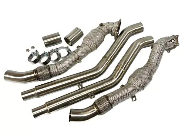 Downpipes se sportovními katalyzátory a středové díly MTC Motorsport Audi RS6 / RS7 C7/C7.5 4G Avant 4.0 TFSI V8 (13-19)