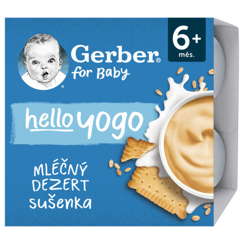 Gerber Hello yogo mléčný dezert sušenkový 4x100g 6M+