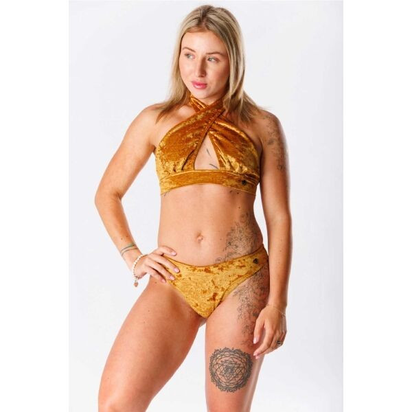 GOLDBEE VELVET SWIMSUIT CROSS Dámský vrchní díl plavek, zlatá, velikost