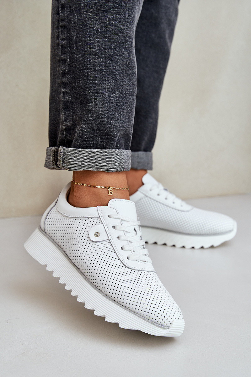 S. BARSKI Kožené Sportovní Boty Na Platformě S Leskem D&A