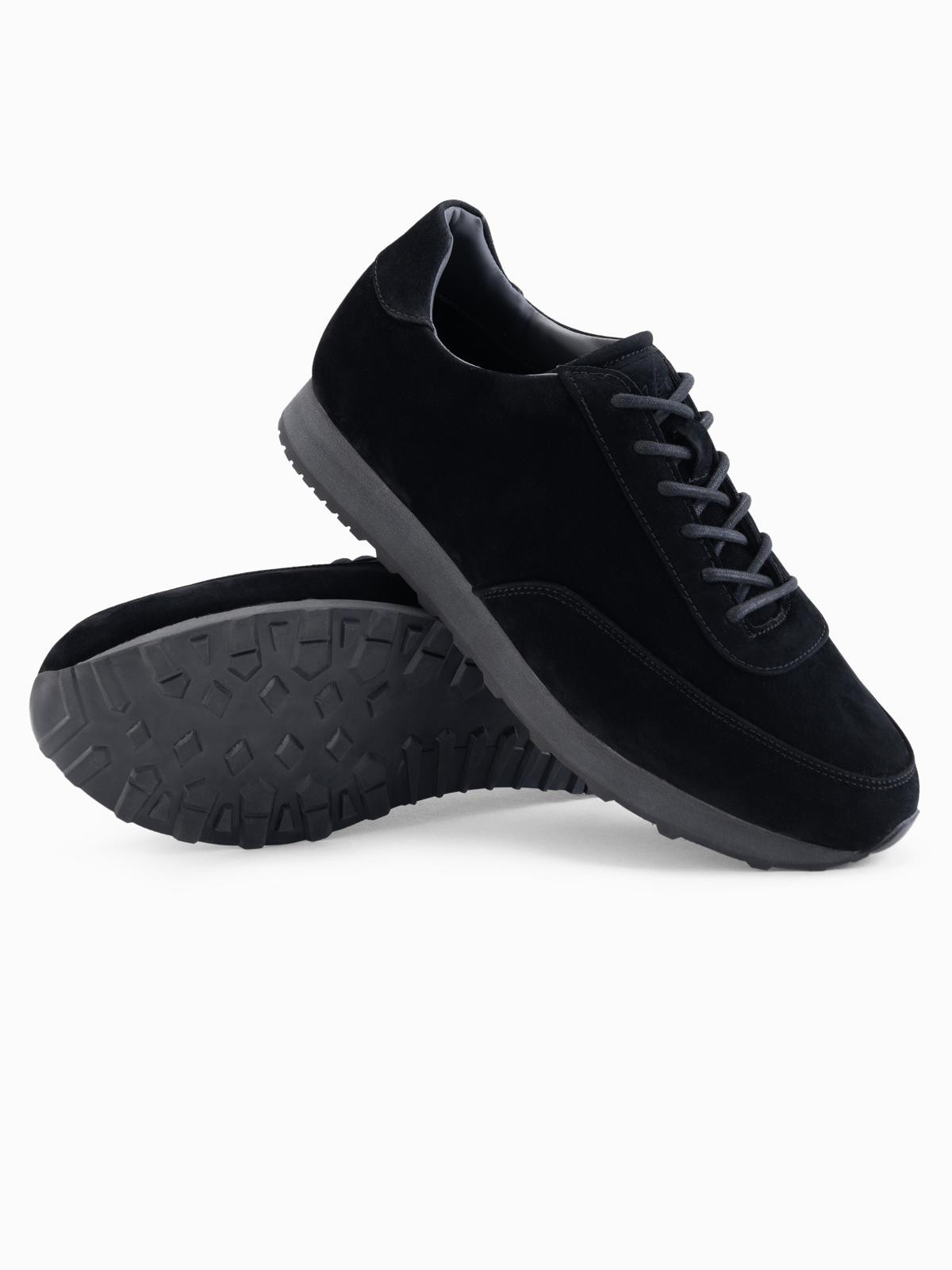 Ombre Men's sports shoes sneakers in eco leather with suede finish- black