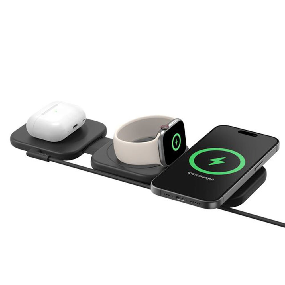 Belkin Boost Charge Pro 3 v 1 Magnetická bezdrátová nabíjecí cestovní podložka s Qi2 15W - černá