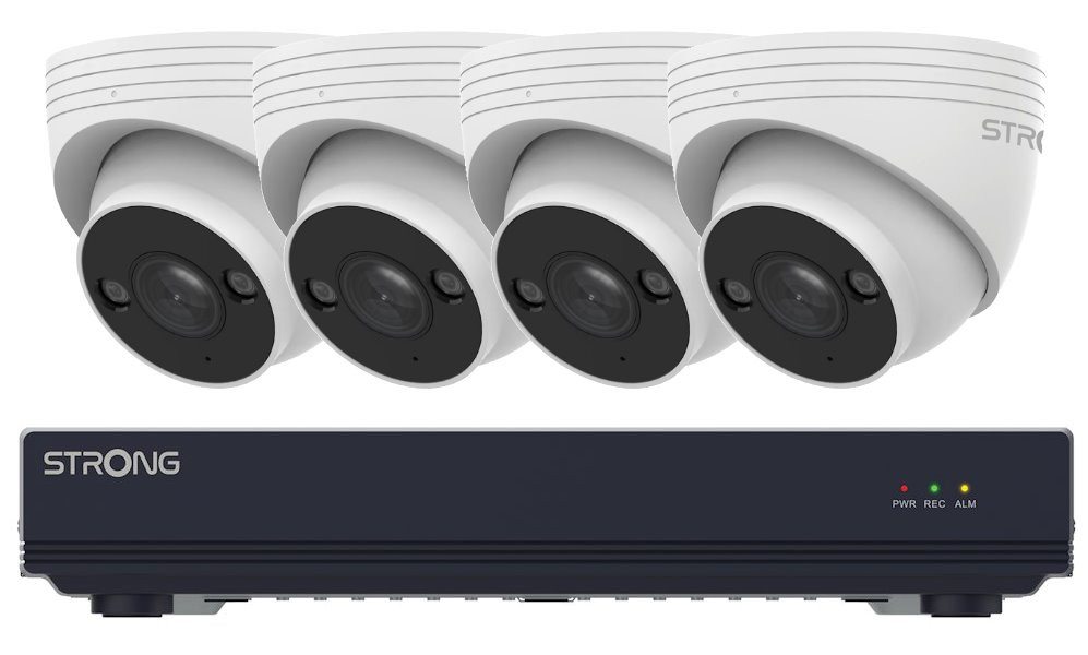 STRONG TUR05DL0-P PoE KIT/ Turret/ 5Mpix/ 1x NVR NVR1120-8P/ 4x IP kamera TUR05DL0-P/ HDMI/ VGA/ USB/ LAN