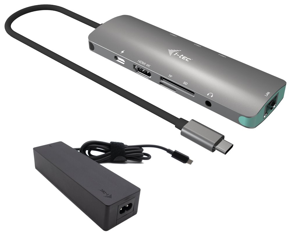 i-tec dokovací stanice USB-C Metal Nano 4K HDMI LAN, Power Delivery 100 W + nabíječka 100W, C31NANOLANPD100