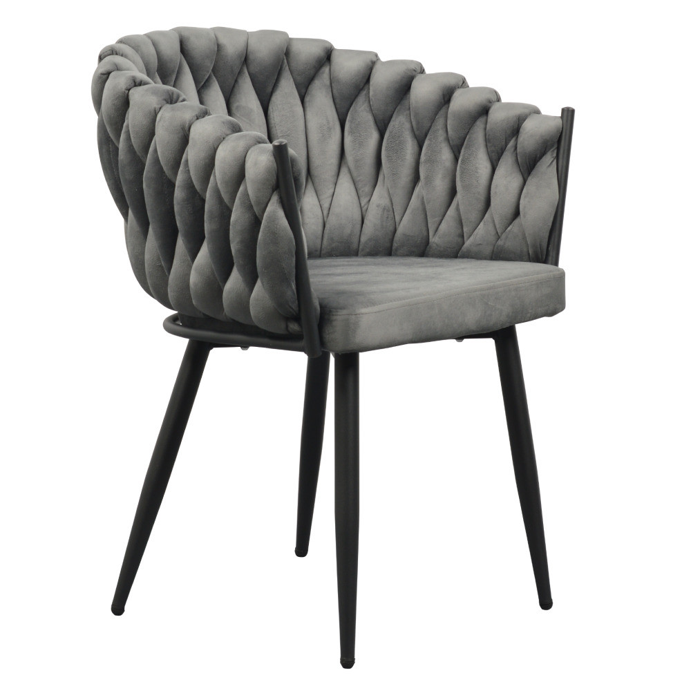 Kondela Jídelní křeslo, tmavě šedá Velvet látka/černá, BLER