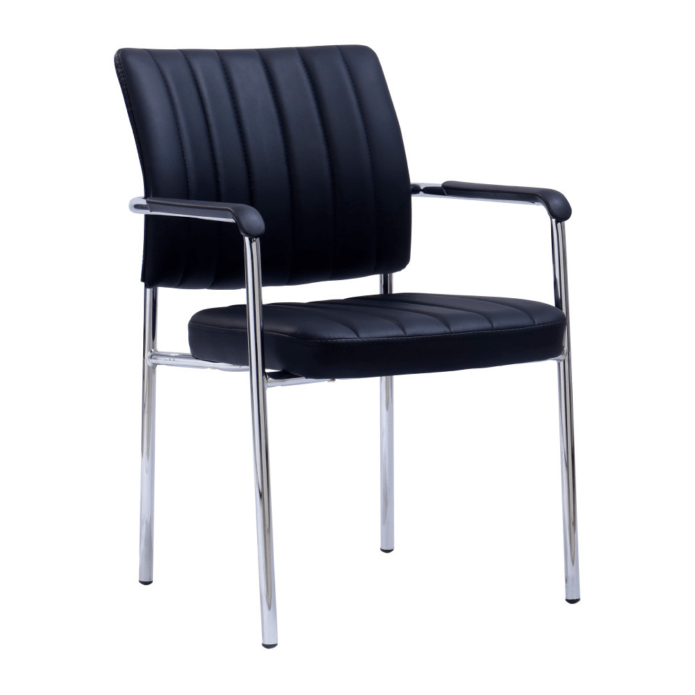 Kondela Zasedací židle, černá ekokůže/chrom, FLORIN