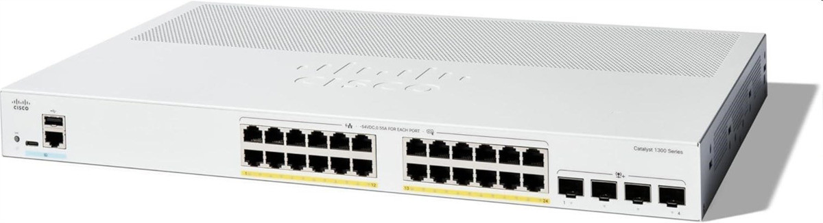 Přepínač Cisco Catalyst C1300-24FP-4X (24xGbE,4xSFP+,24xPoE+,375W) - REFRESH, C1300-24FP-4X-RF