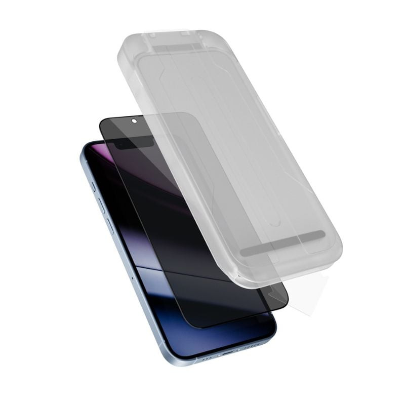 Epico Privacy Glass 3D Ultra-široké krytí s aplikátorem proti prachu pro iPhone 13/13 Pro/14/16e