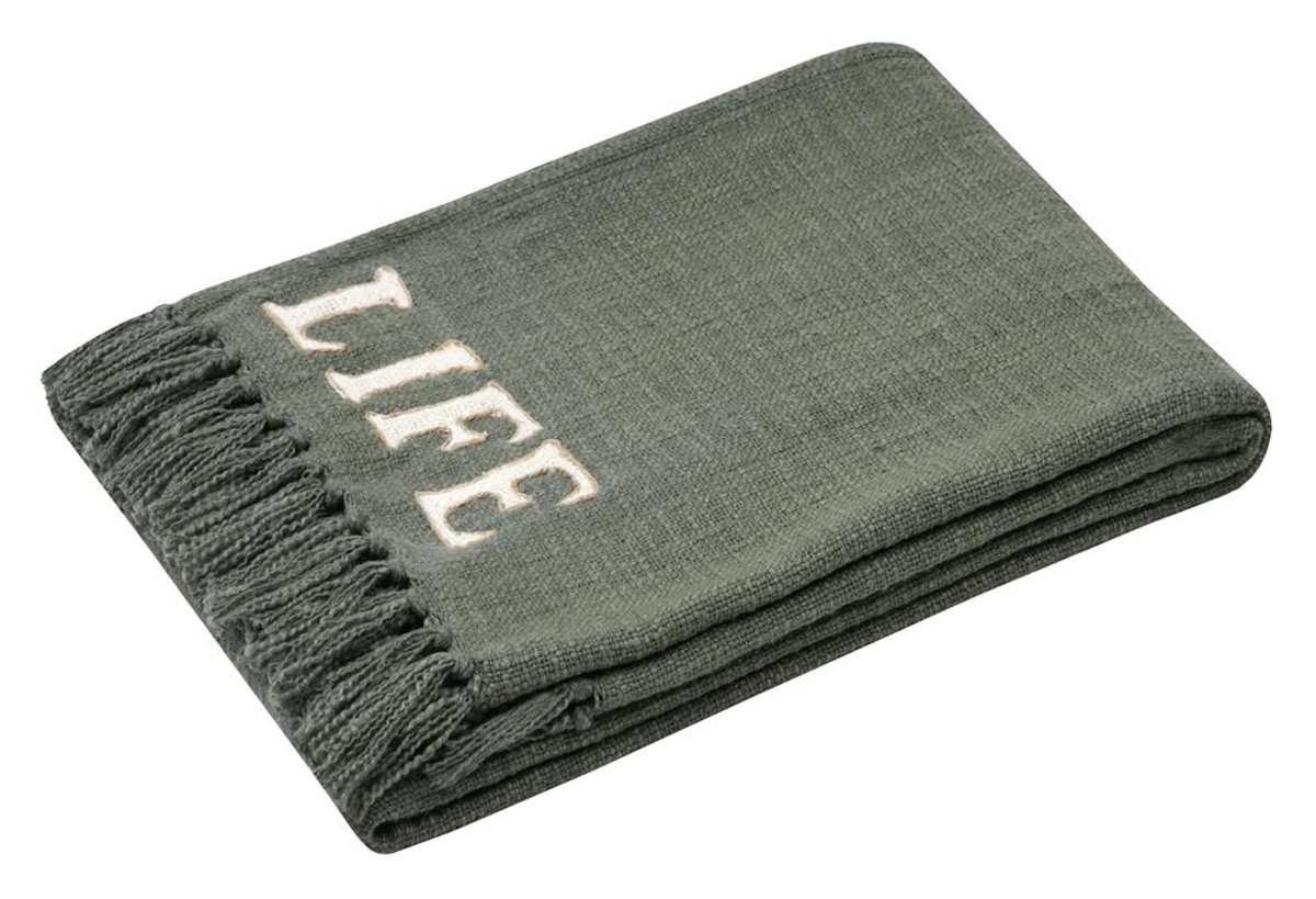 Bavlněný pléd HAPPY LIFE zelená 125x150 cm France