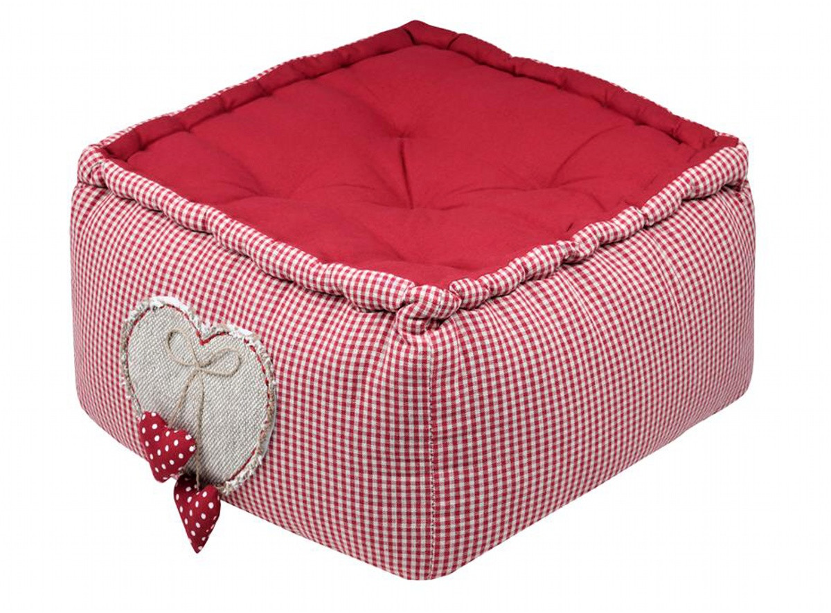 Sedací polštář - puf na zem MARIANNE červená 40x40x30 cm France