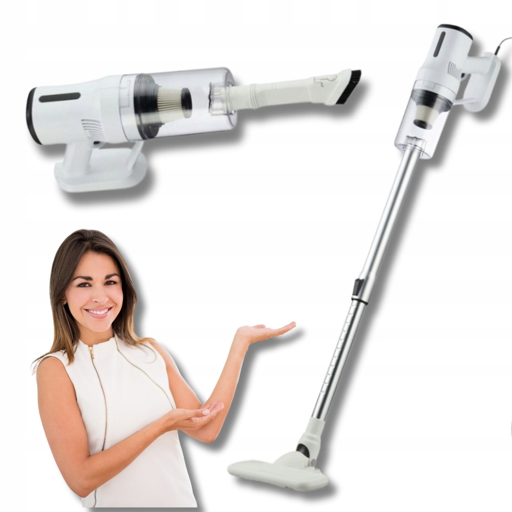 Výkonný Tyčový vysavač domácí bezsáčkový vysavač 600 W Hepa filtr lehký Bílý