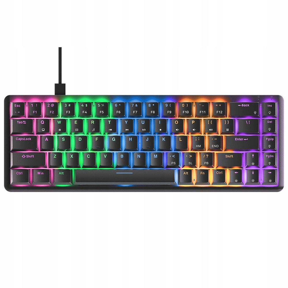 Rampage Mechanická klávesnice Rebel-blackbs Rainbow Light, nízký profil