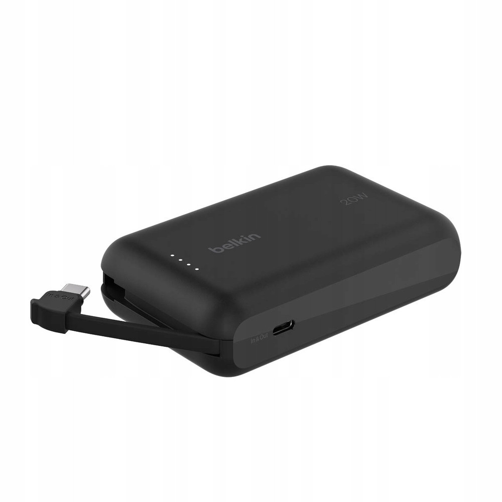 Belkin Powerbank 10 000 mAh, 20 W, vestavěný kabel Usb-c, černý