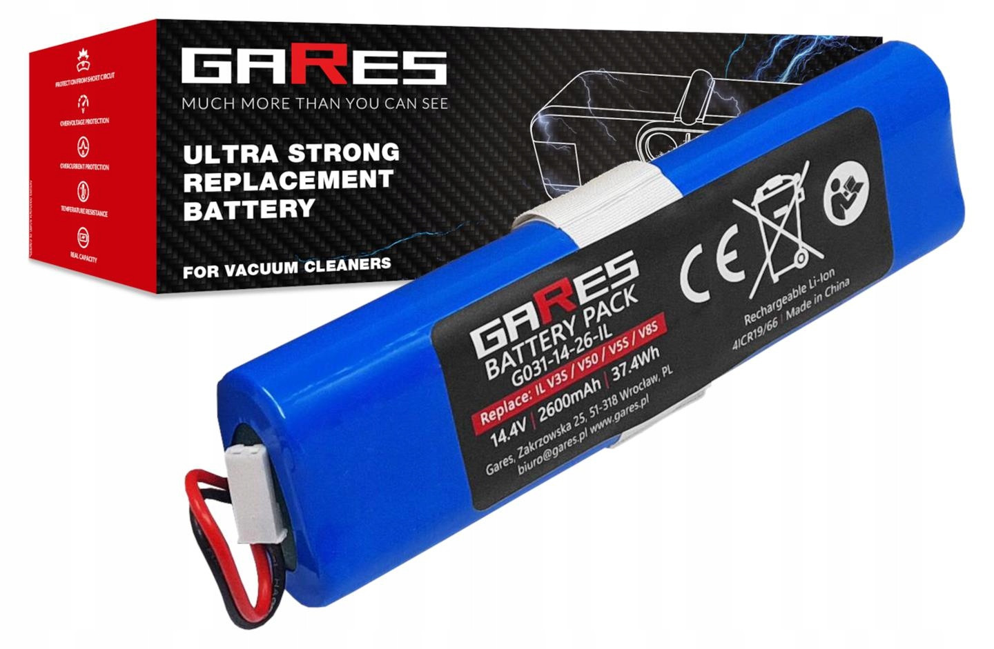 Baterie Akumulátor pro Ilife V8s V5s Pro 18650B4-4S1P-AGX-2 14,4V 2,6Ah