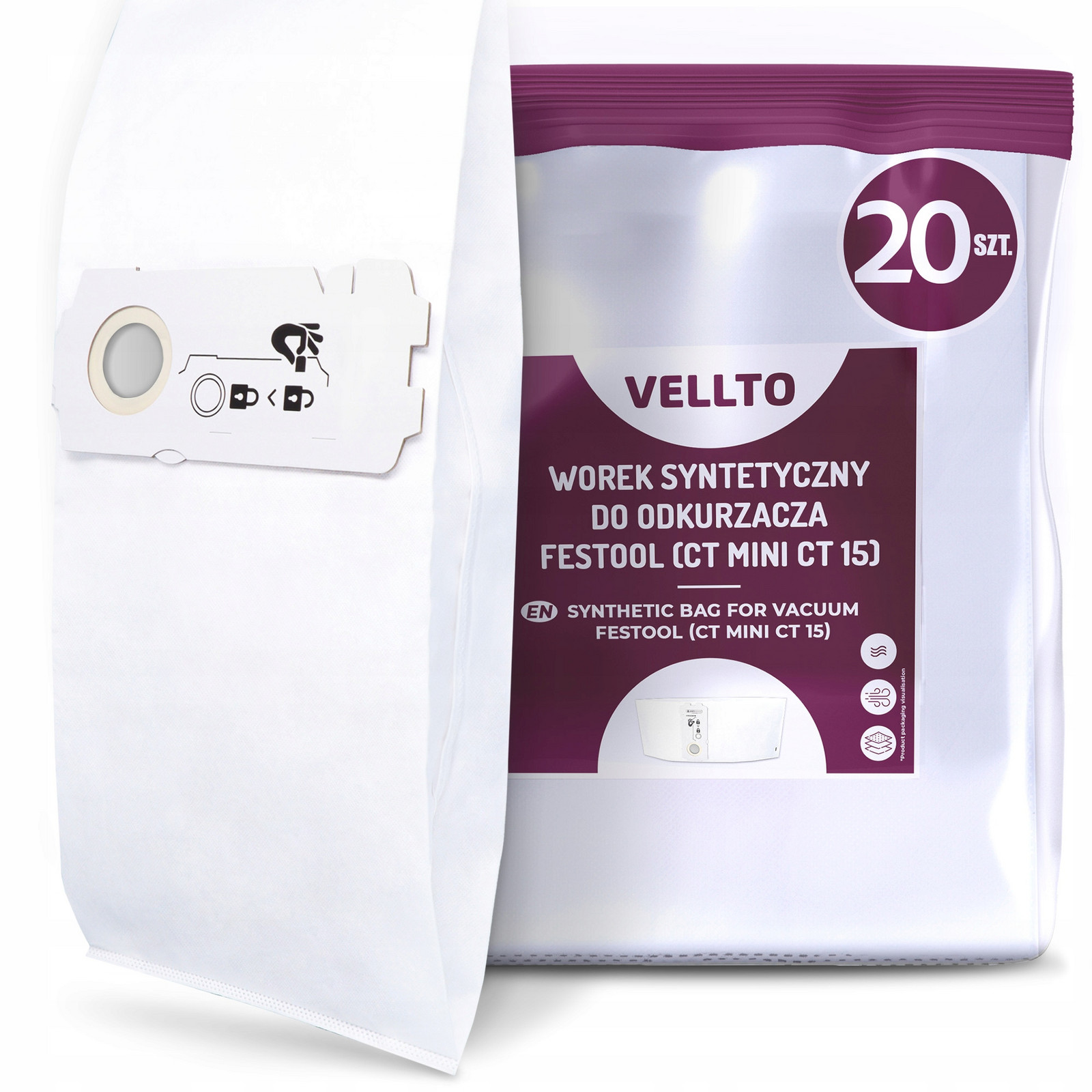 20x Sáček Do Vysavače Festool Ct 15 Ct Mini MIDI Ctc Sc-fis-ct Sáčky 204308