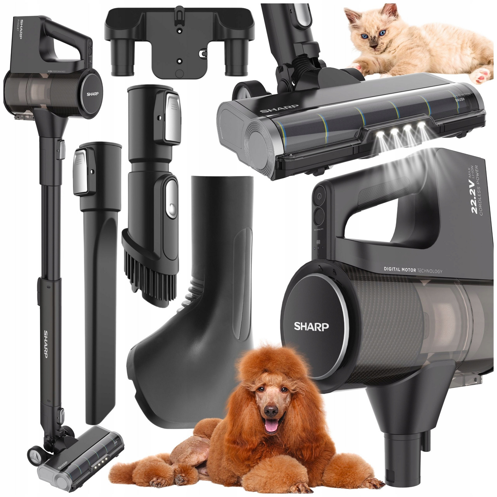 Tyčový Vysavač Bezdrátový akumulátorový Sharp SA-VP4221BS Dom Srst