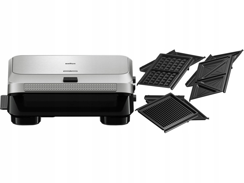 Sendvičovač Braun Snackmaker 5 SM5038 3V1 Toasty Vafle Gril 800W Stříbrný