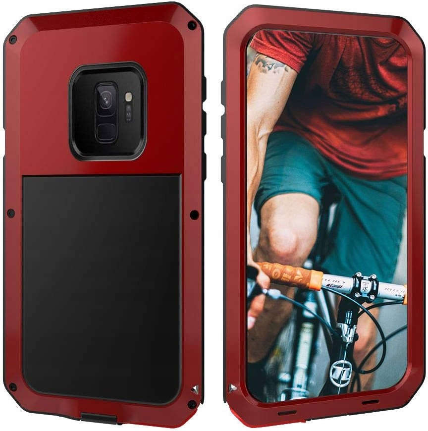 Beeasy pouzdro pro Samsung Galaxy S9, kovové, silné, černo červené