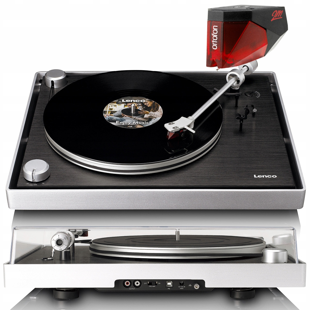 Lenco L-455BK Expertise Gramofon S Pohonem Belt-Drive s vložkou 2M Red