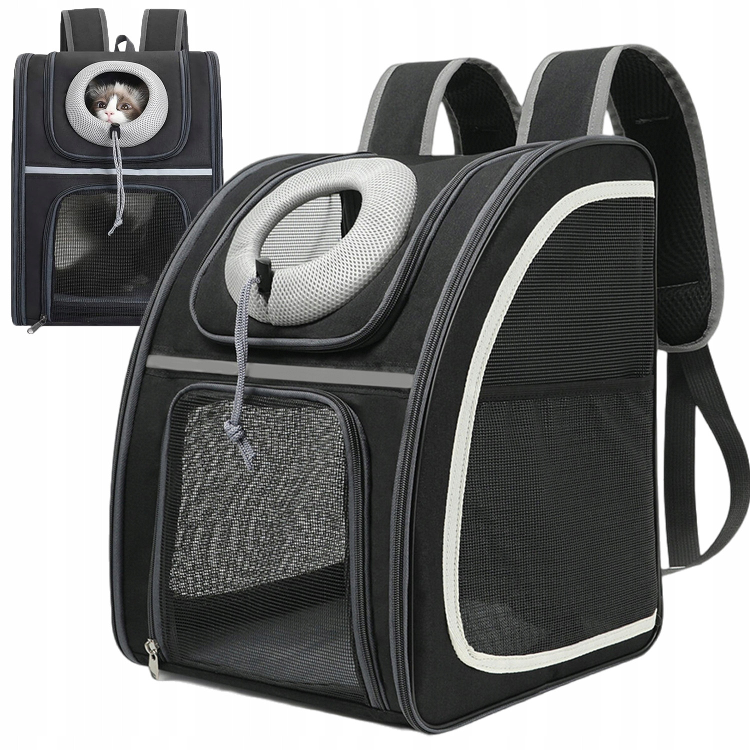 Batoh Přepravka Taška Pro Kočky Pro Psa Větraná Prodyšná Černá