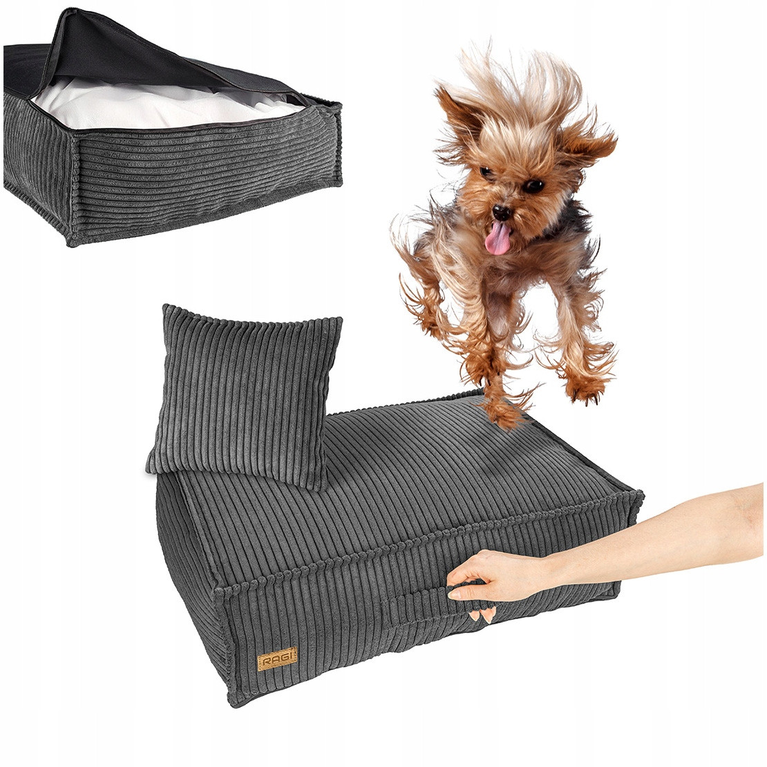 Pelíšek pro malého psa Postel Matrace Potah pro psa Grafitové M 60x50 cm