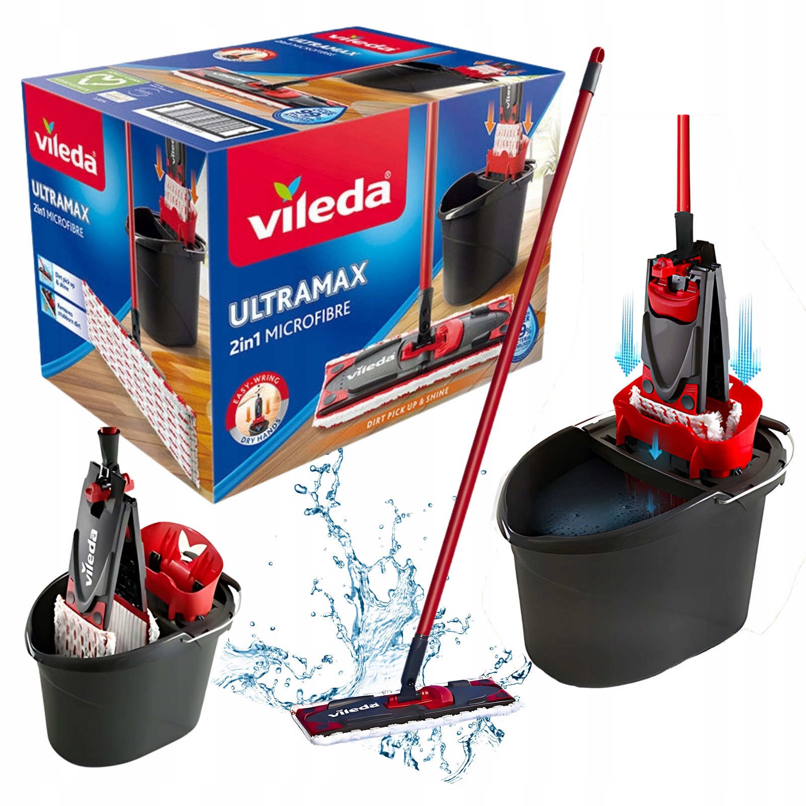 Vileda Mop Ultramax Sada s kbelíkem Plochý se ždímačem