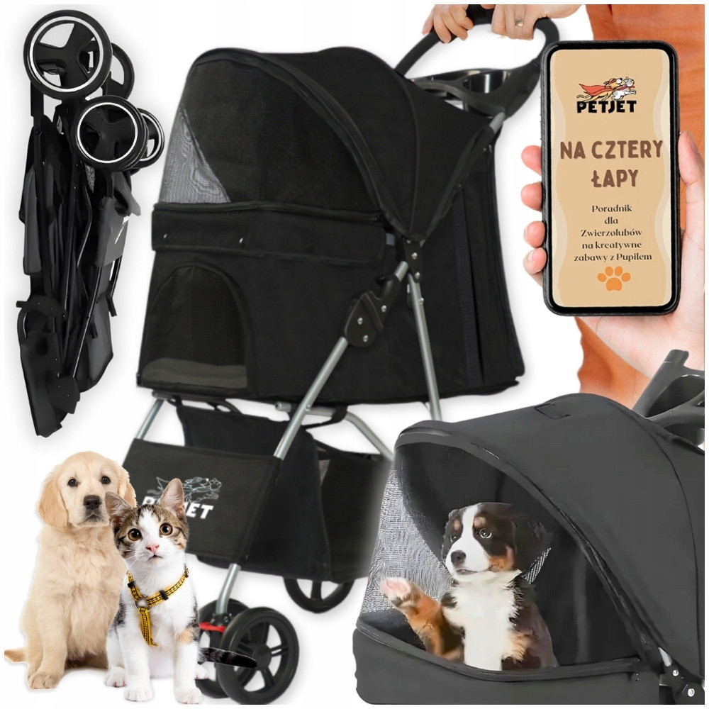 Sportovní Kočárek Pro Nemocného Psa Kočku 3 Otvory 20 Kg Přepravka Koš Síťka