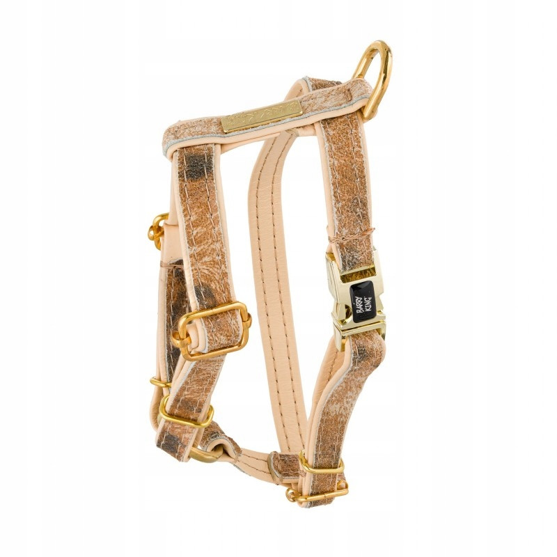 Barry King Postroj pro psa, Wild Lion, béžový, kožená mosaz, M